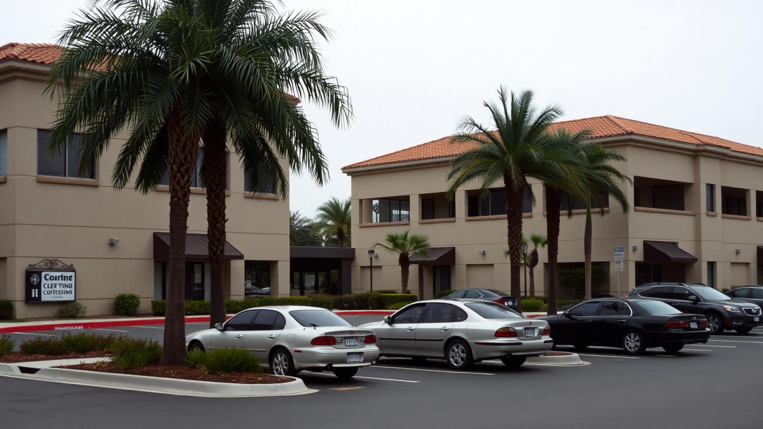 suburban office and business park buildings in Irvine, Orange County, California, where Resilient Vending places free vending machines