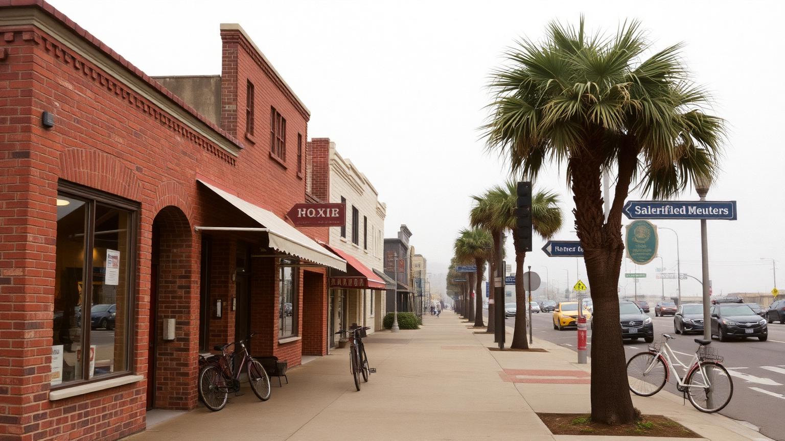 coastal main street shops and offices in Burbank, Los Angeles County, California, where Resilient Vending places free vending machines