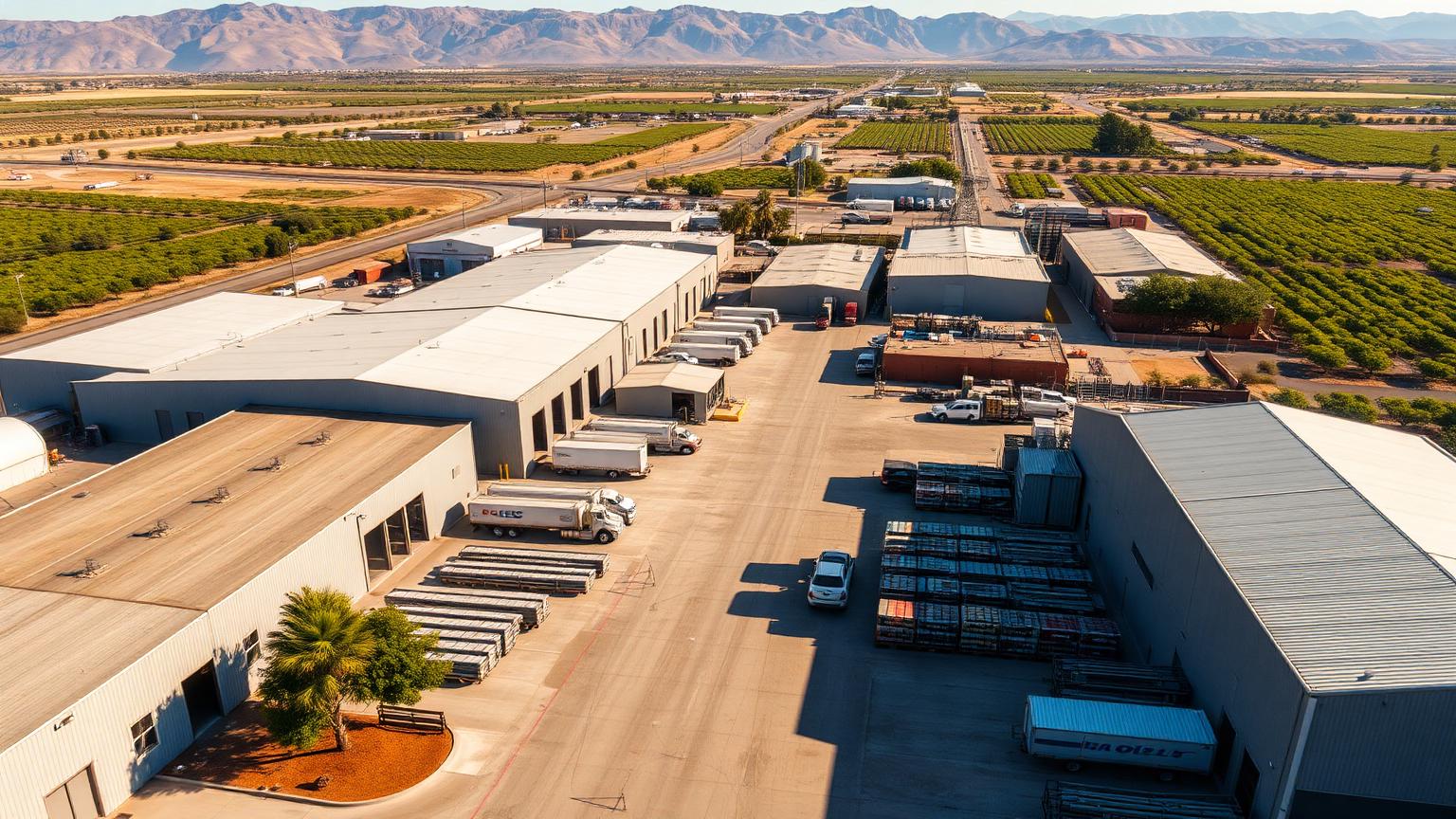 Commercial and industrial buildings in Fresno County, California, where Resilient Vending places free vending machines