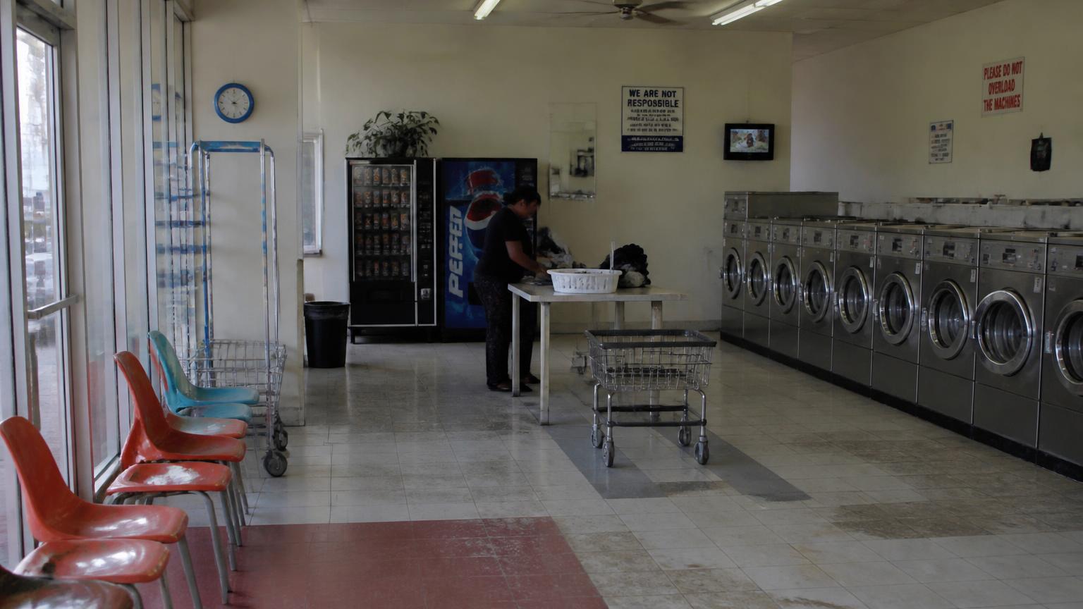 Vending machine placed in a California laundromat